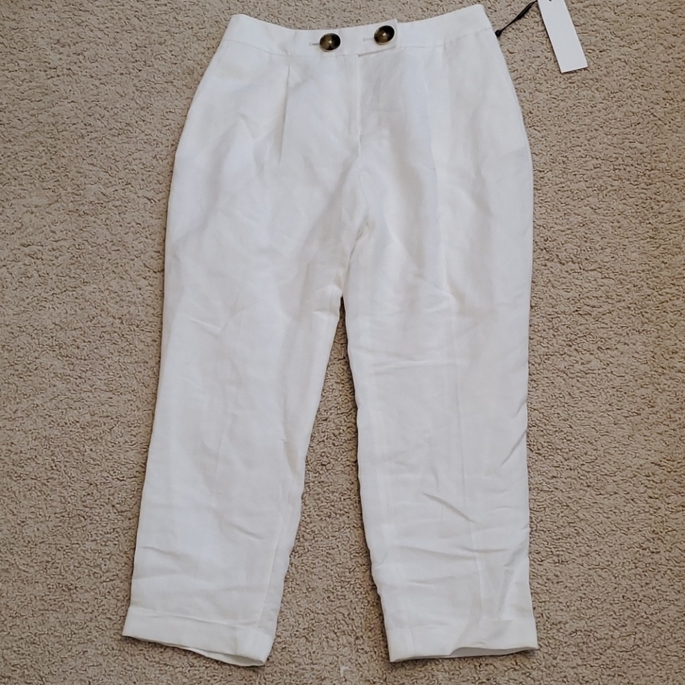 NWT CALVIN KLEIN linen White pants - Picture 5 of 10